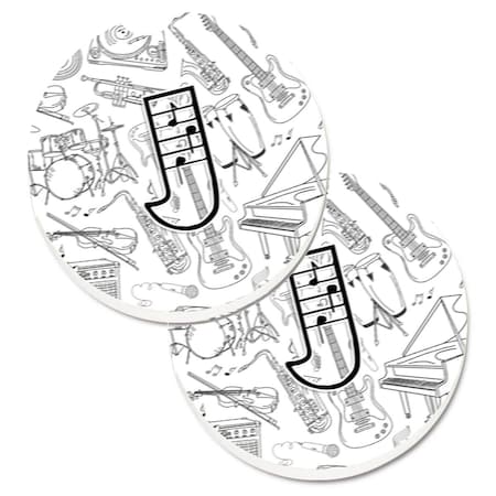 Carolines Treasures Letter J Musical Note Letters Set of 2 Cup Holder Car Coaster CJ2007-JCARC